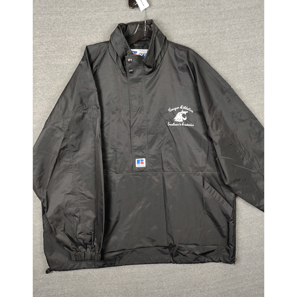 WSU Mens Jacket 3XL Black Nylon WSU Cougar Athletics Russel Windbreaker Rain